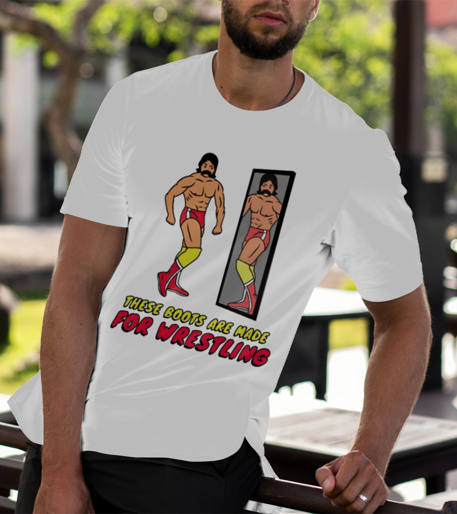 These Boots Are Made For Wrestling Reflective Wrestler Mirror Image T-Shirt