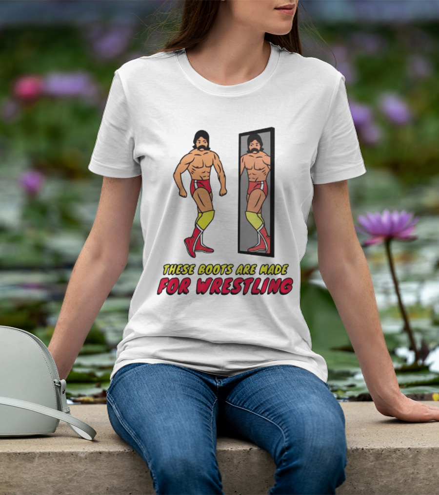 These Boots Are Made For Wrestling Reflective Wrestler Mirror Image T-Shirt