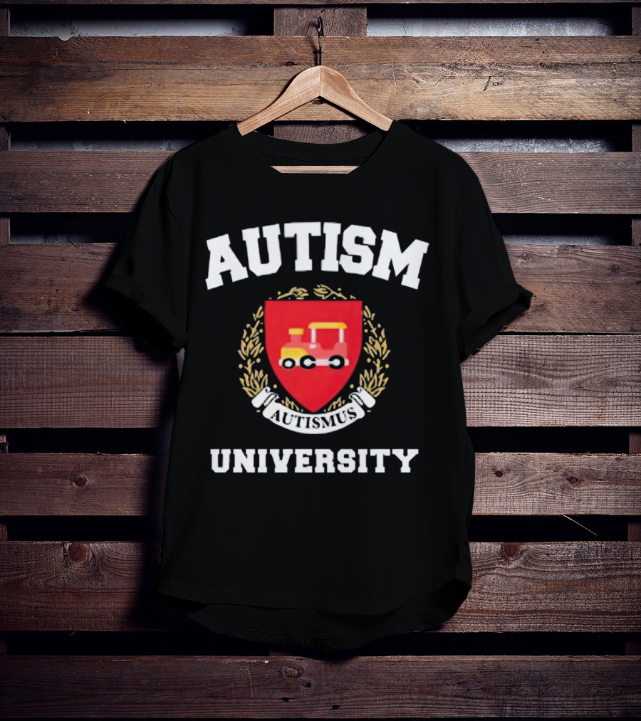Autismus University Autism Joke Shield With Toy Car Crest T-Shirt