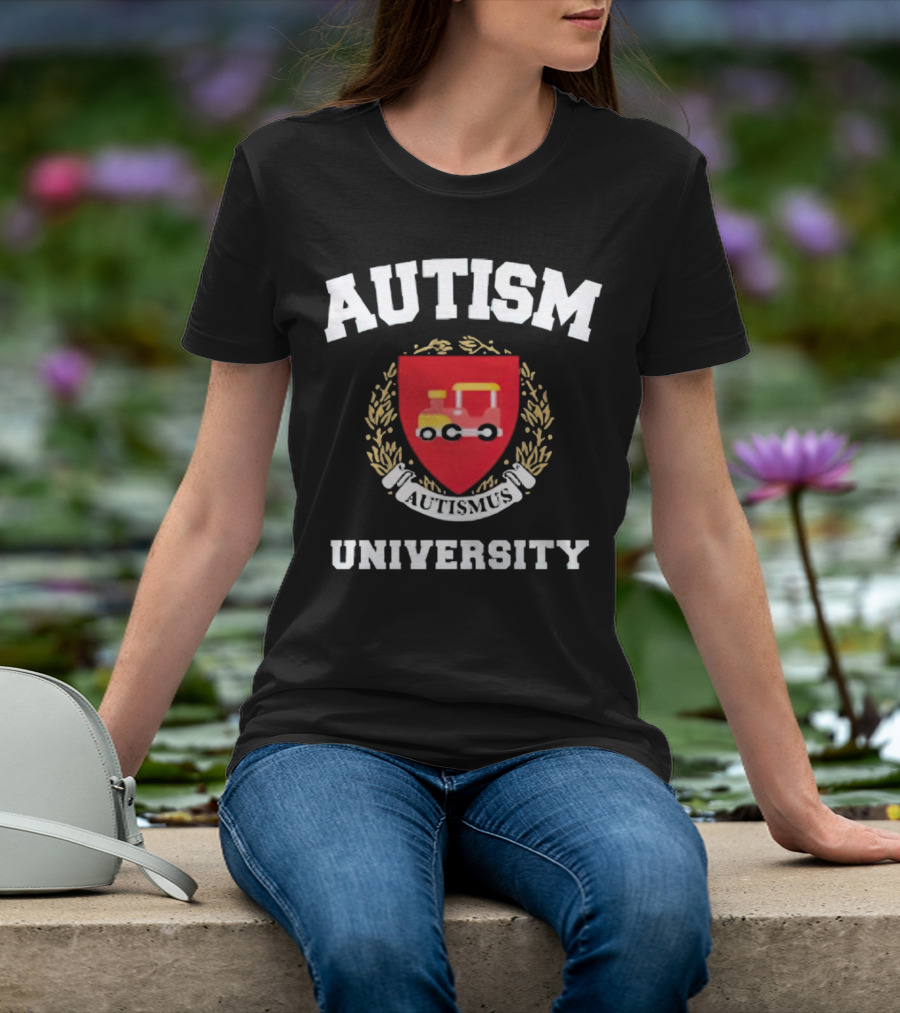 Autismus University Autism Joke Shield With Toy Car Crest T-Shirt