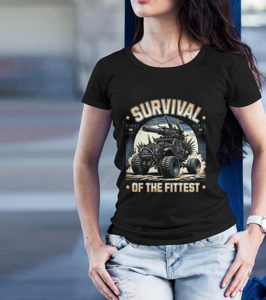 Survival Of The Fittest Rogue Rebel Monster Truck T-Shirt