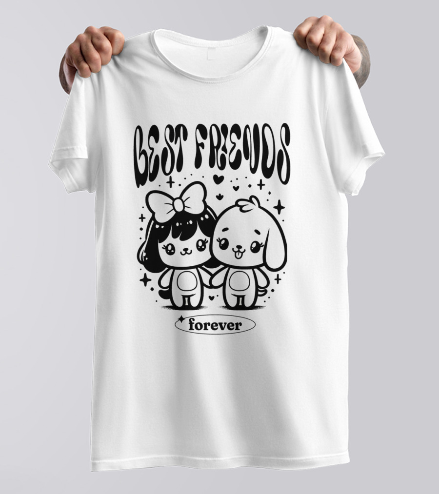 Best Freuds Forever Cute Characters With Bow And Dog T-Shirt