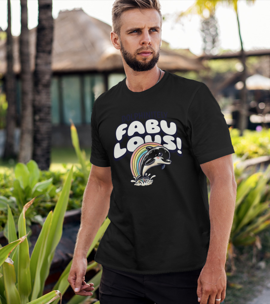Dolphinitely Fabulous Rainbow Dolphin Splash T-Shirt