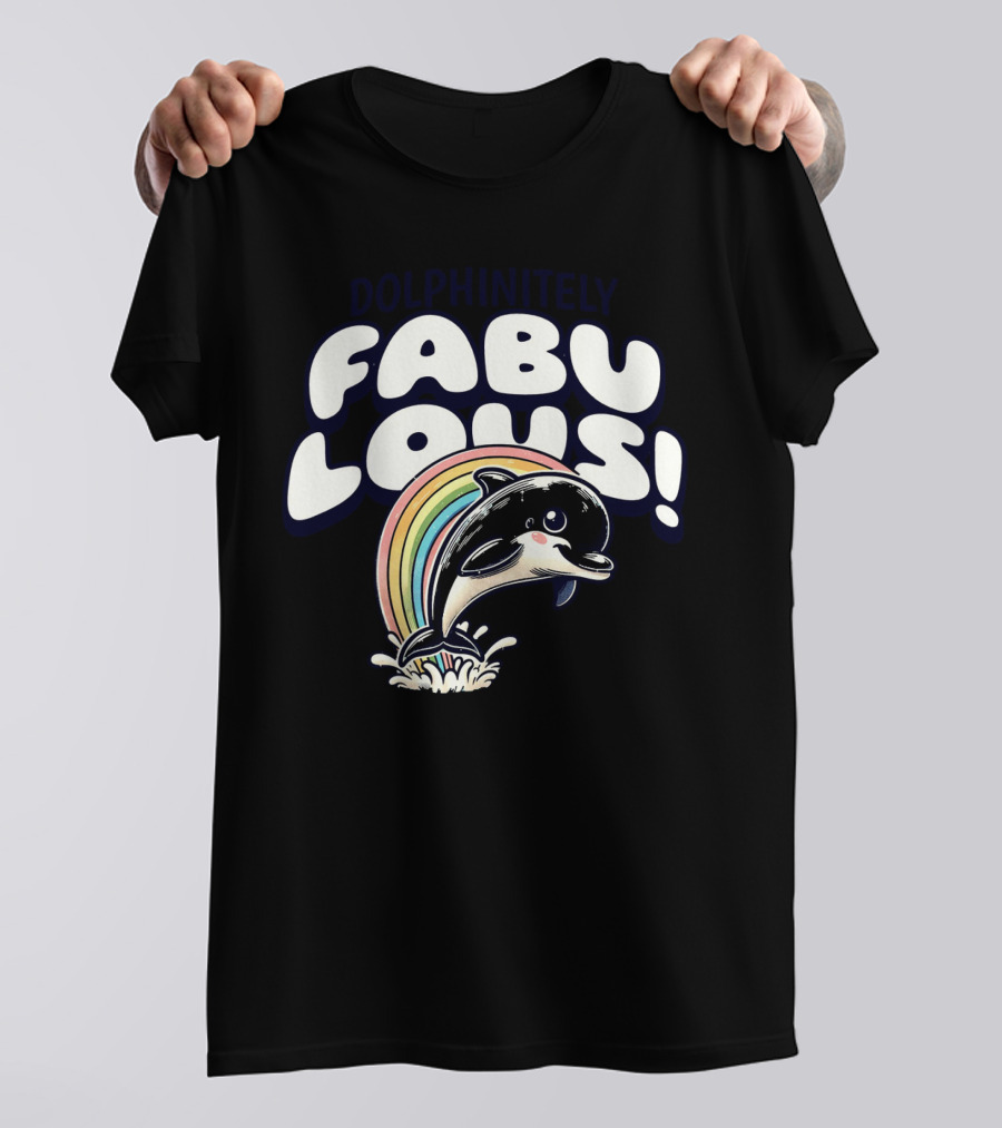 Dolphinitely Fabulous Rainbow Dolphin Splash T-Shirt