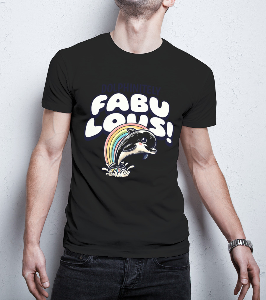 Dolphinitely Fabulous Rainbow Dolphin Splash T-Shirt