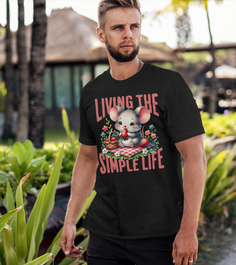 Living The Simple Life Cottagecore Picnic Mouse T-Shirt