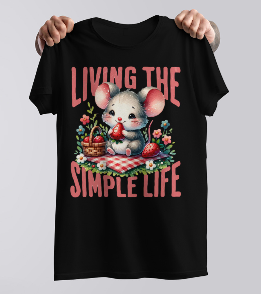 Living The Simple Life Cottagecore Picnic Mouse T-Shirt
