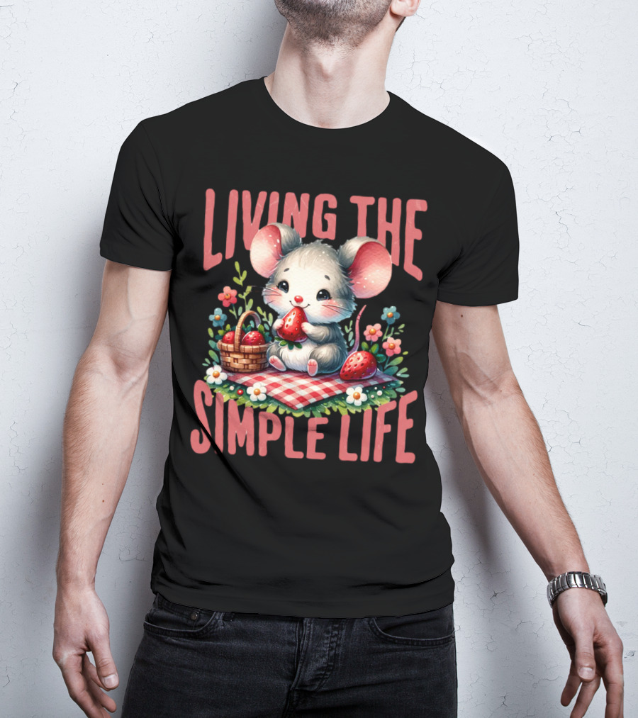 Living The Simple Life Cottagecore Picnic Mouse T-Shirt
