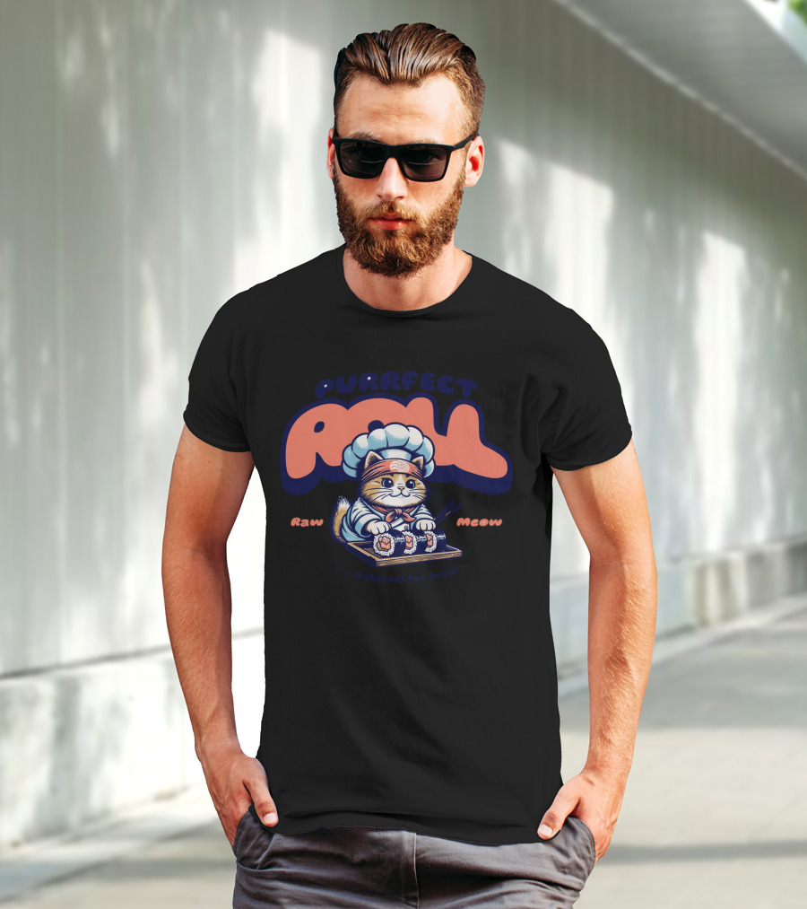 Purrfect Roll Raw Meow Sushi Crafted With Purr-fection T-Shirt