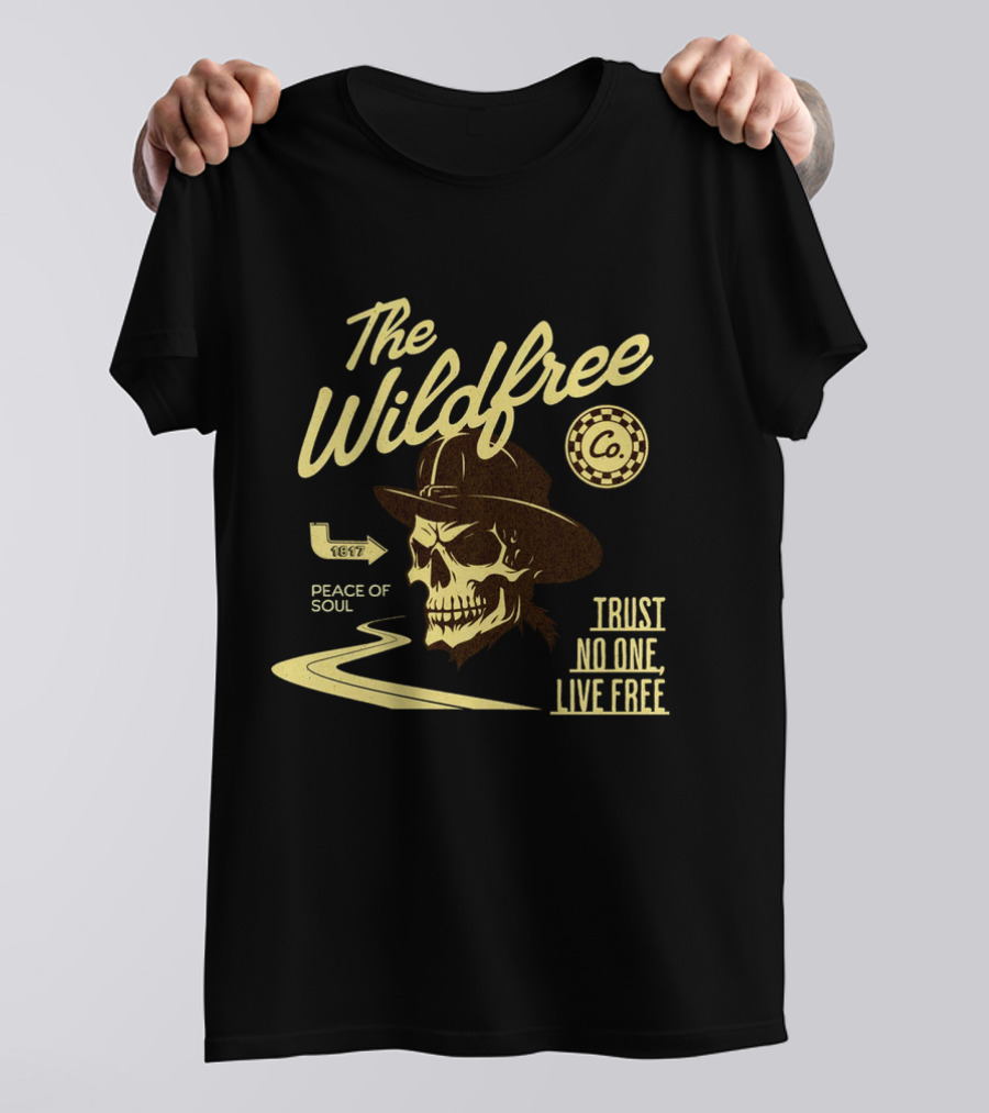 The Wildfree Co Trust No One Live Free Peace Of Soul Skull 1677 T-Shirt