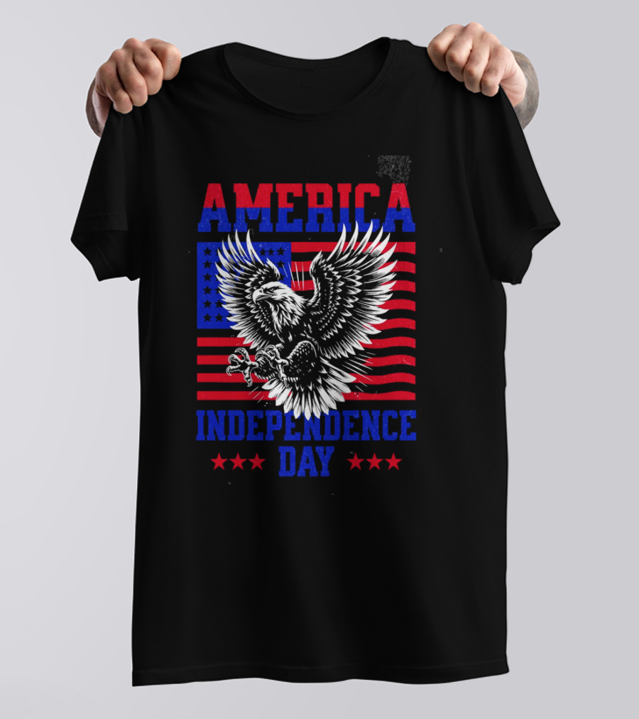 America Independence Day Eagle Flag Stars T-Shirt