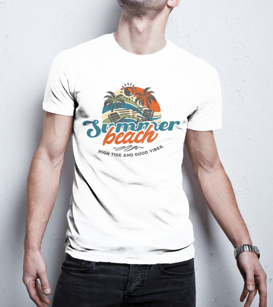 Summer Beach High Tide And Good Vibes T-Shirt