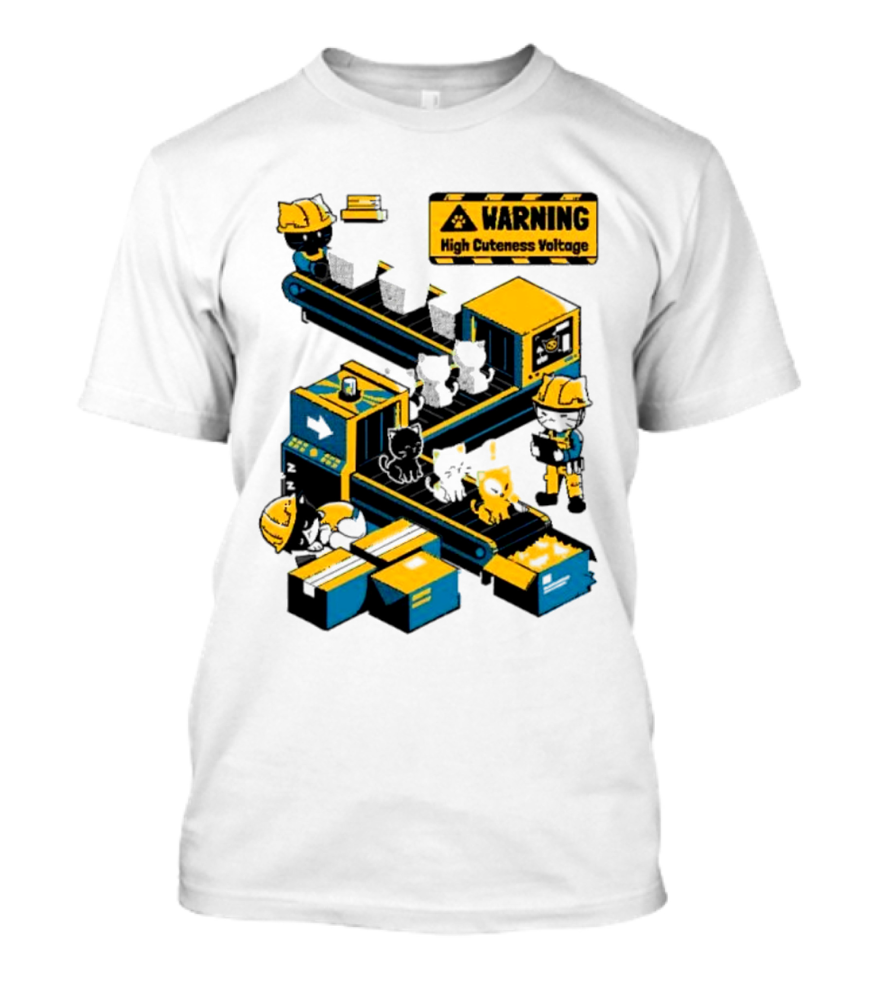 Warning High Cuteness Voltage Cats Factory Worker Warning T-Shirt