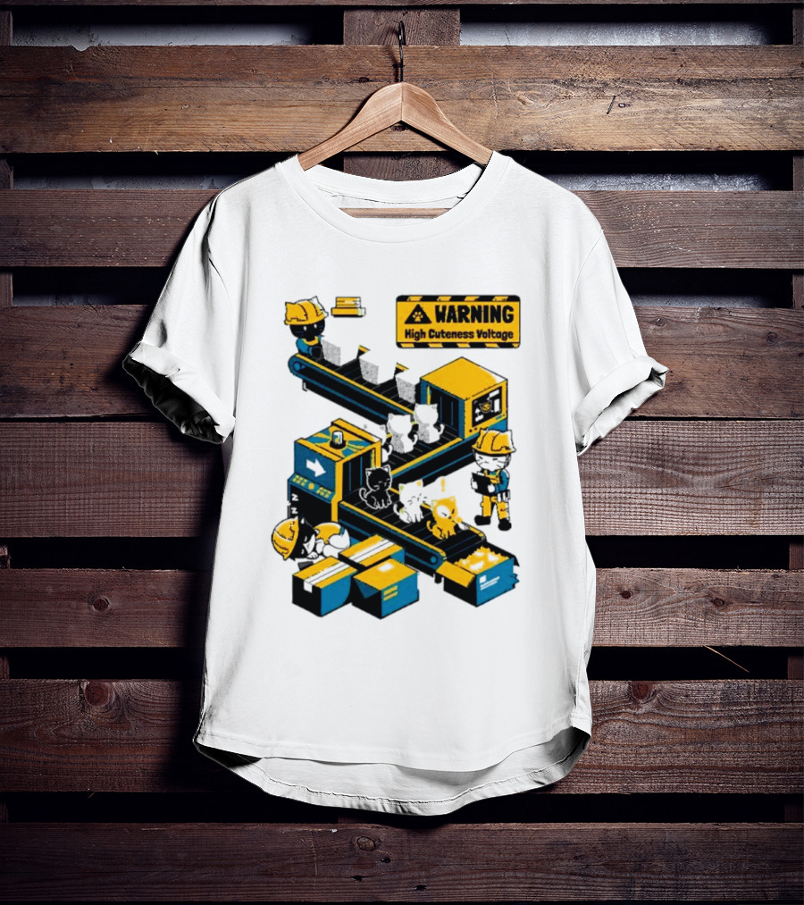 Warning High Cuteness Voltage Cats Factory Worker Warning T-Shirt