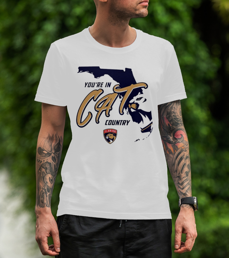 Florida Panthers You're In Cat Country Map Outline T-Shirt