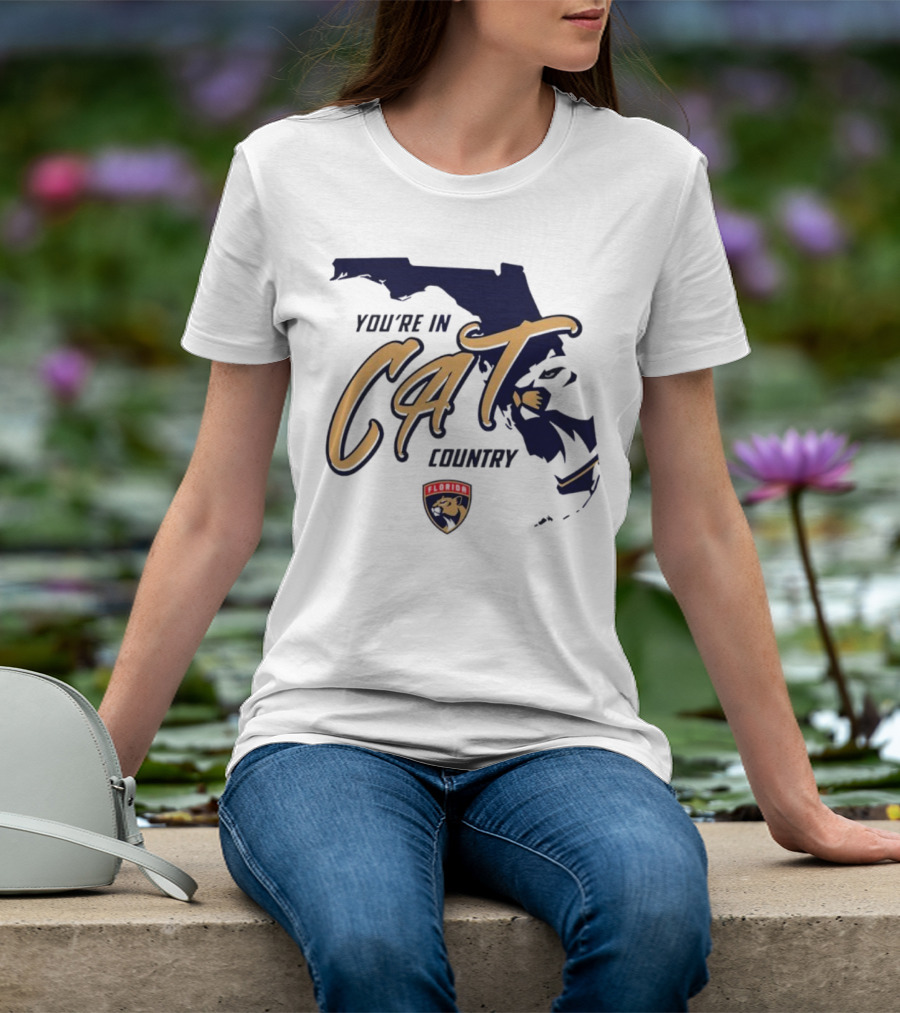Florida Panthers You're In Cat Country Map Outline T-Shirt