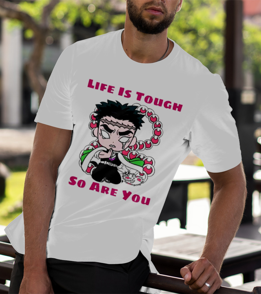 Life Is Tough So Are You Anime Character With Beads And Green Accents T-Shirt