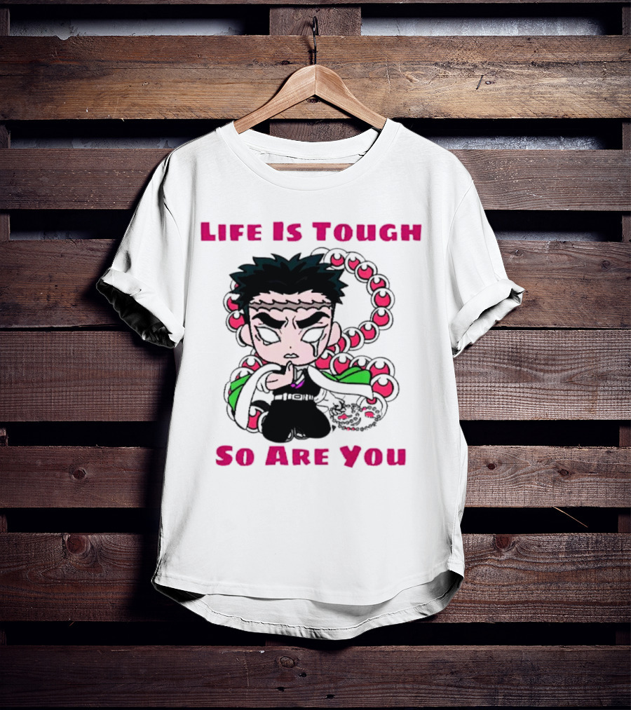 Life Is Tough So Are You Anime Character With Beads And Green Accents T-Shirt