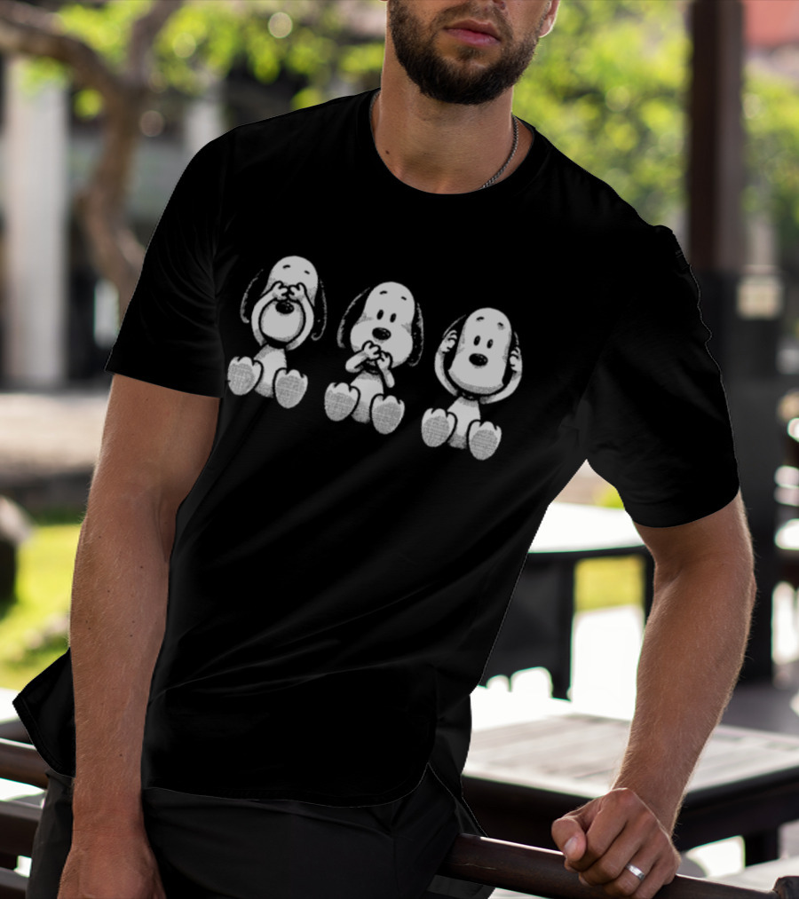 Snoopy See No Evil Hear No Evil Speak No Evil Peanuts Cartoon Characters T-Shirt