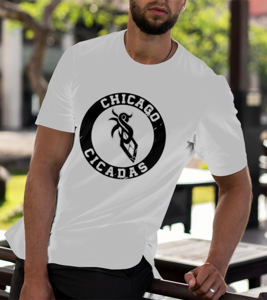 Chicago Cicadas Baseball Team Logo Black Circle T-Shirt