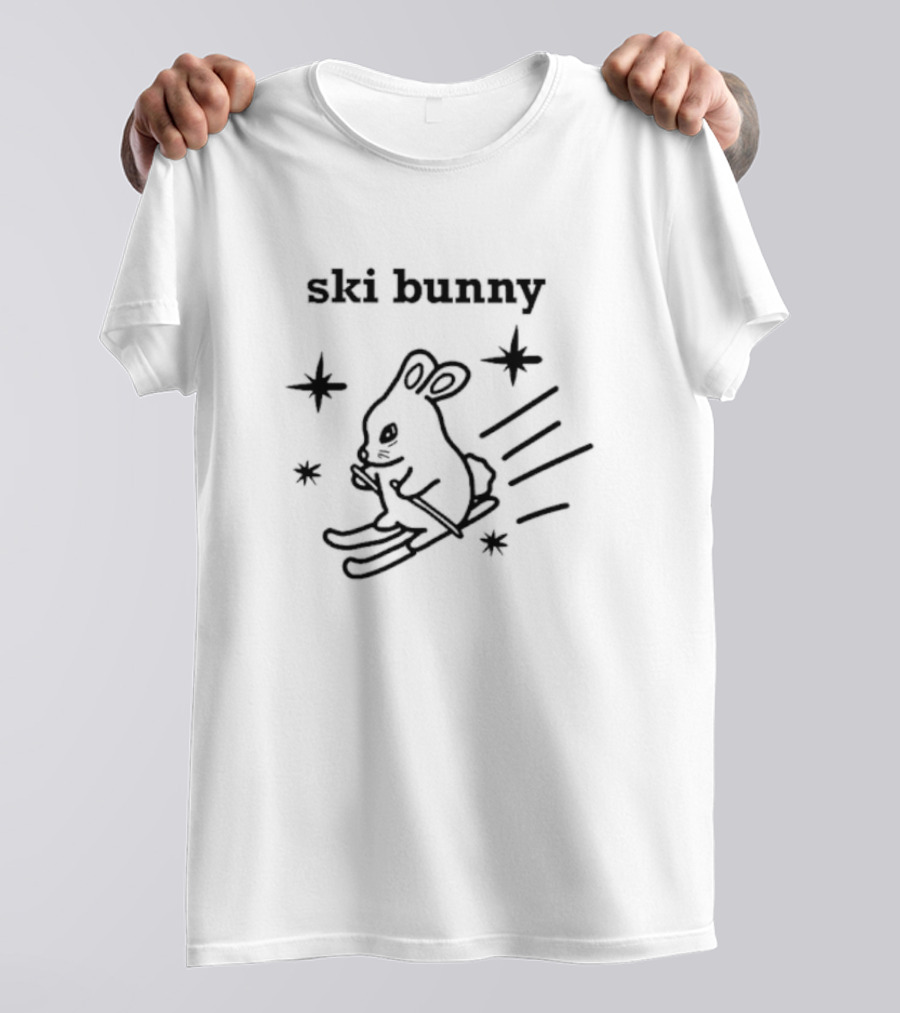 Ski Bunny Fast Racing Rabbit With Stars T-Shirt