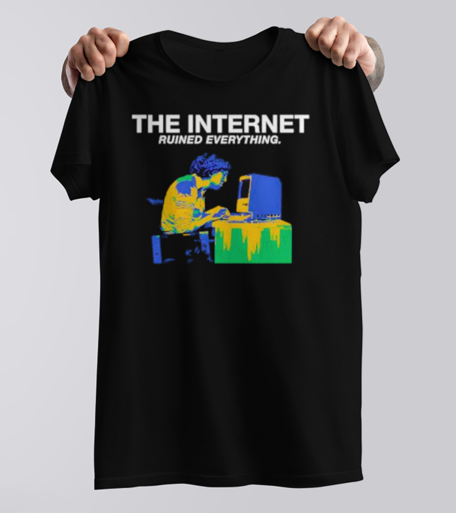 The Internet Ruined Everything Retro Computer Print T-Shirt