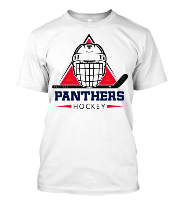 Panthers Hockey Helmet Triangle Background Ice Hockey Stick T-Shirt