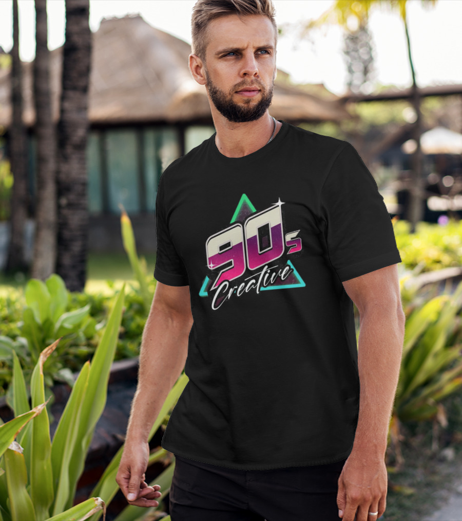 90s Creative Synthwave Retro Neon Triangle T-Shirt