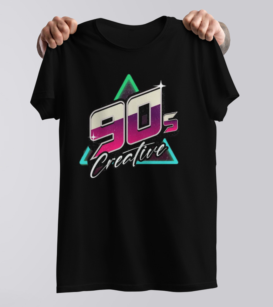 90s Creative Synthwave Retro Neon Triangle T-Shirt