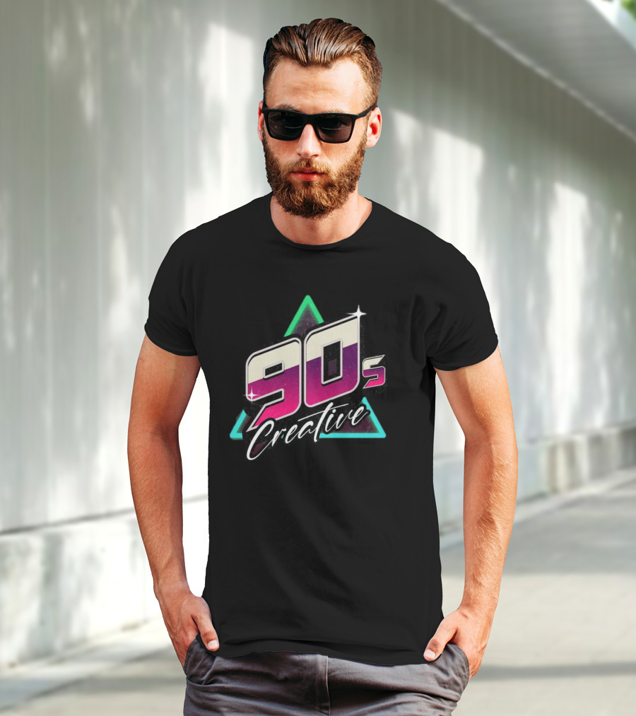 90s Creative Synthwave Retro Neon Triangle T-Shirt