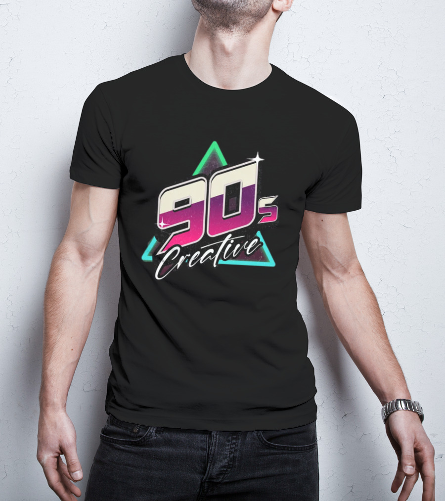 90s Creative Synthwave Retro Neon Triangle T-Shirt