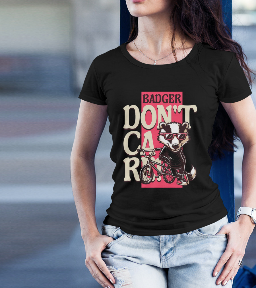 Badger Don't Care Cool Shades Bicycle Attitude T-Shirt