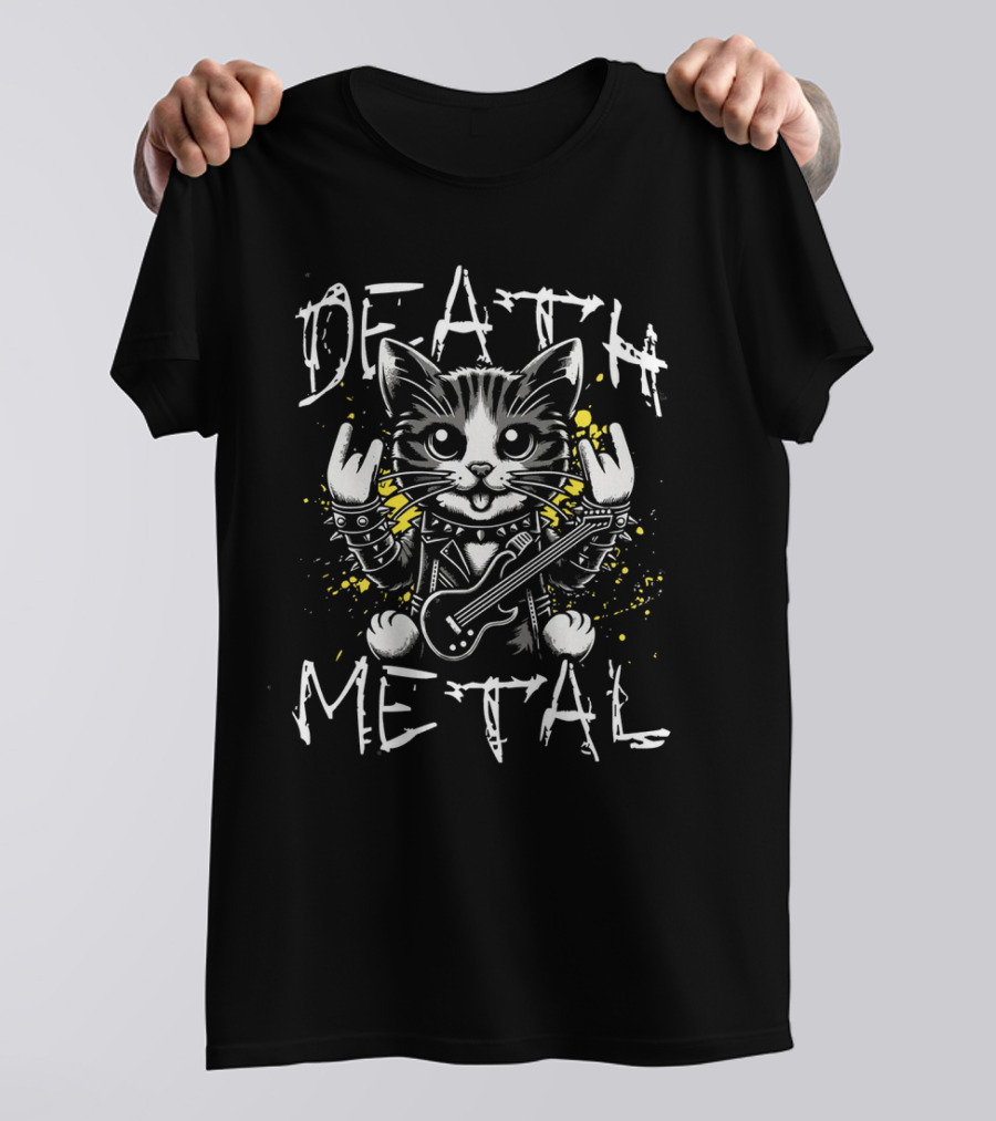 Death Metal Cat Rocking Guitar Cute T-Shirt