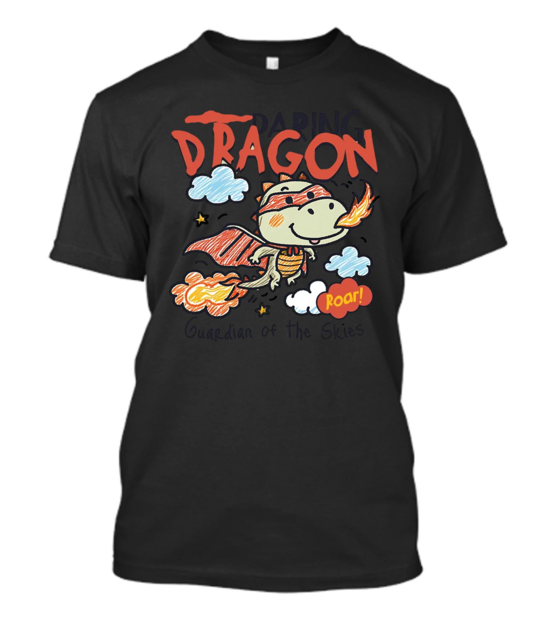 Daring Dragon Guardian Of The Skies Roar Heroic Fire-Breathing Adventure T-Shirt