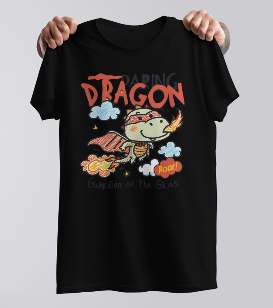 Daring Dragon Guardian Of The Skies Roar Heroic Fire-Breathing Adventure T-Shirt