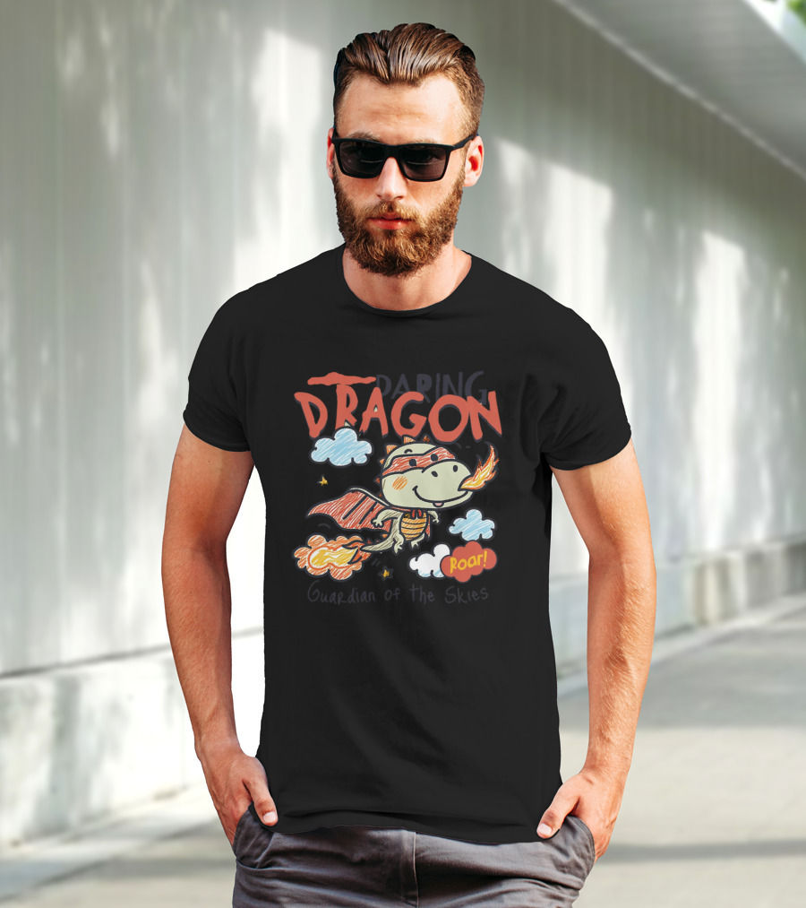 Daring Dragon Guardian Of The Skies Roar Heroic Fire-Breathing Adventure T-Shirt