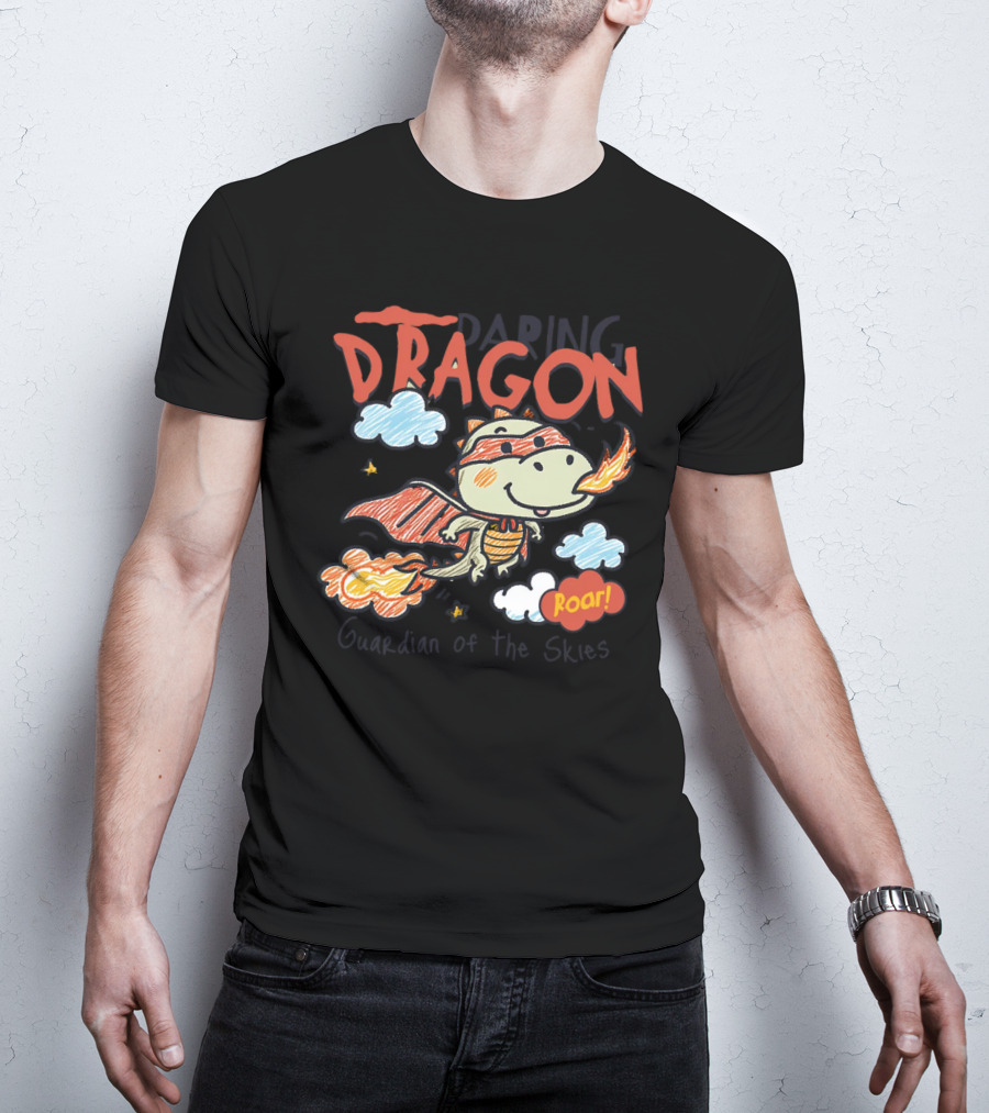Daring Dragon Guardian Of The Skies Roar Heroic Fire-Breathing Adventure T-Shirt