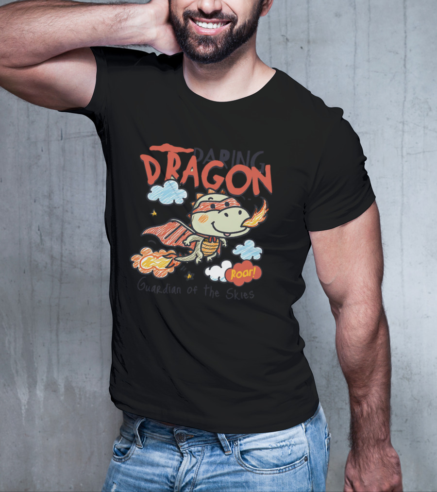 Daring Dragon Guardian Of The Skies Roar Heroic Fire-Breathing Adventure T-Shirt
