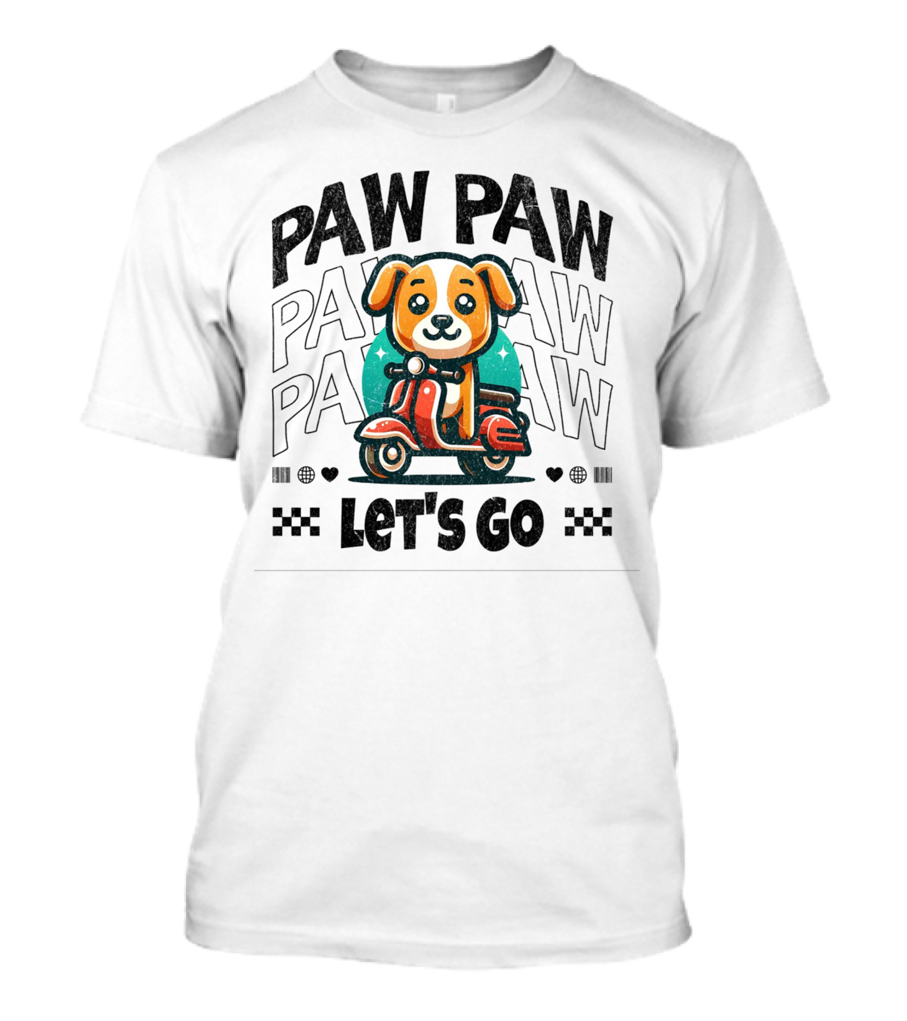 Paw Paw Let's Go Funny Puppy On Scooter Adventure T-Shirt