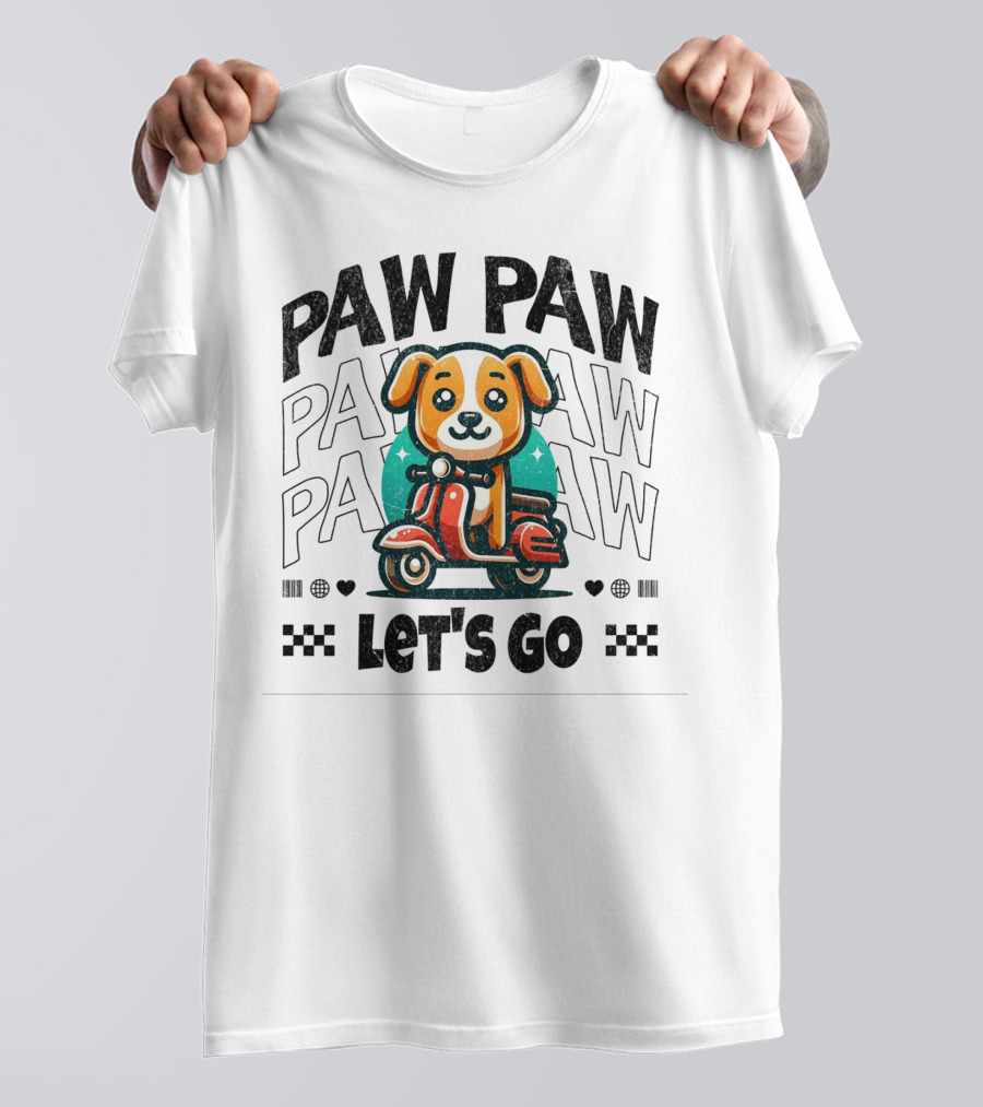 Paw Paw Let's Go Funny Puppy On Scooter Adventure T-Shirt