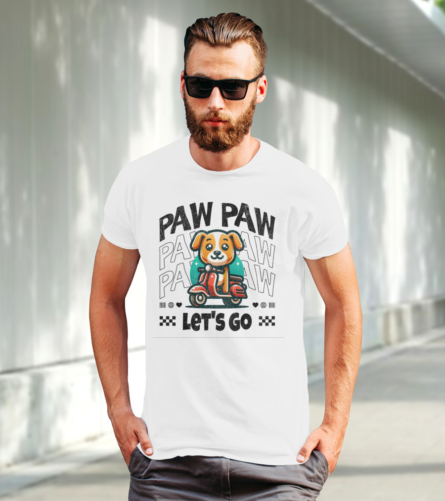 Paw Paw Let's Go Funny Puppy On Scooter Adventure T-Shirt