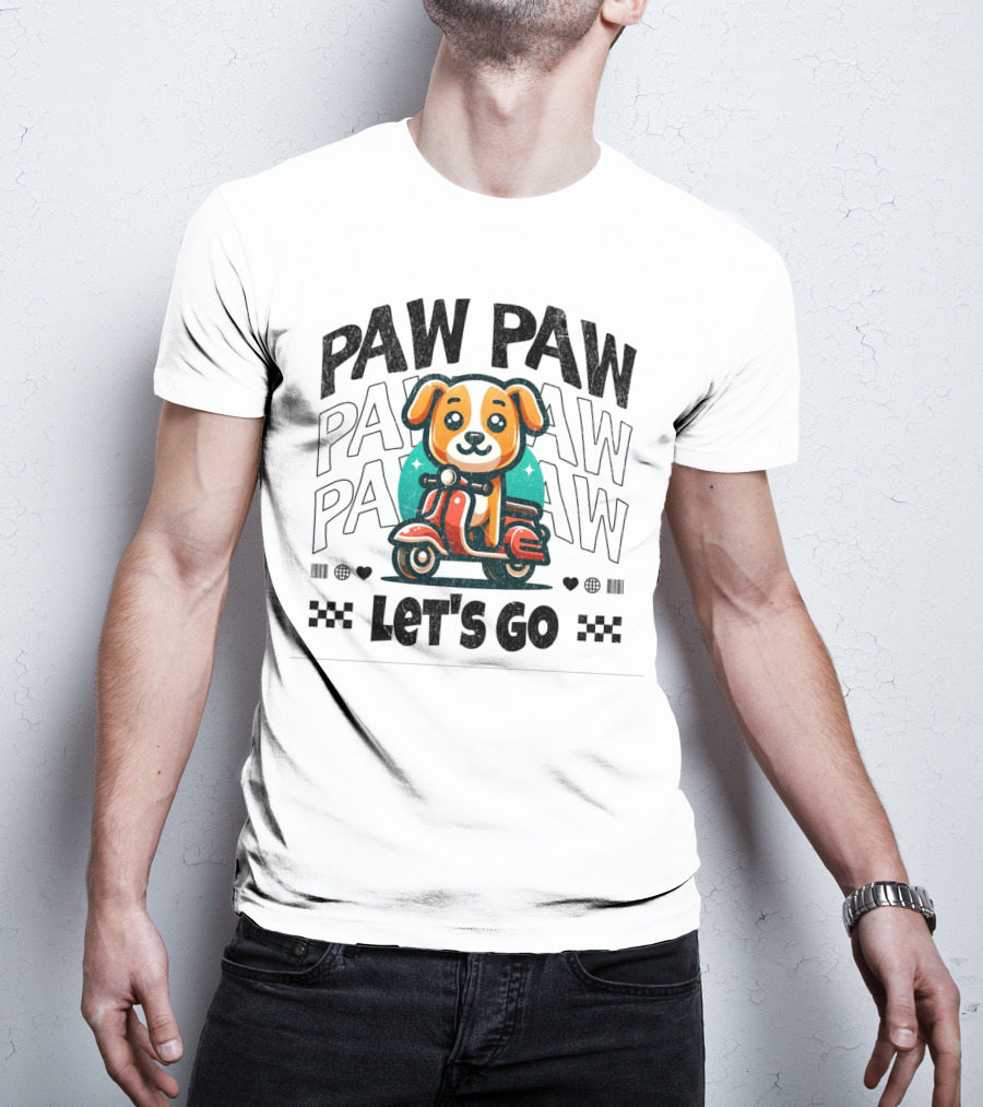 Paw Paw Let's Go Funny Puppy On Scooter Adventure T-Shirt