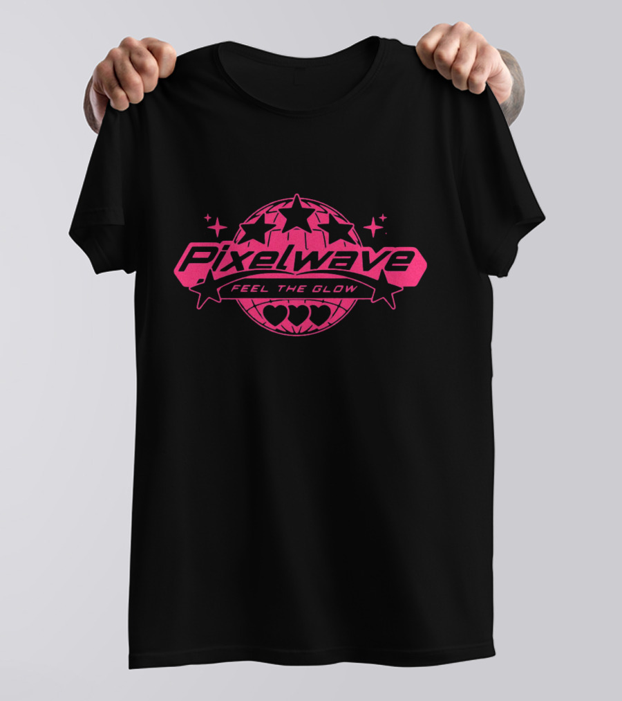 Pixelwave Feel The Glow Retro Stars And Hearts T-Shirt