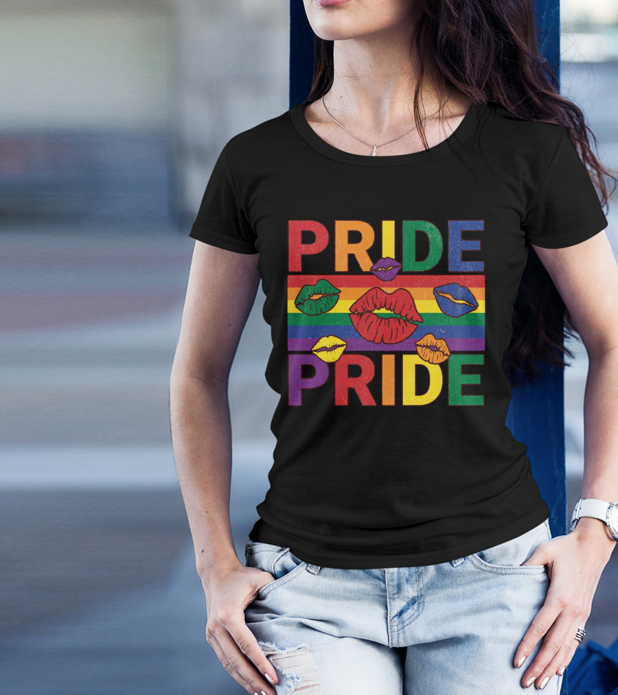 Pride Kisses Rainbow Lips Pride T-Shirt