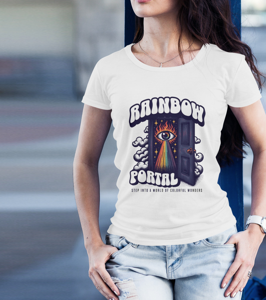 Rainbow Portal Step Into A World Of Colorful Wonders T-Shirt