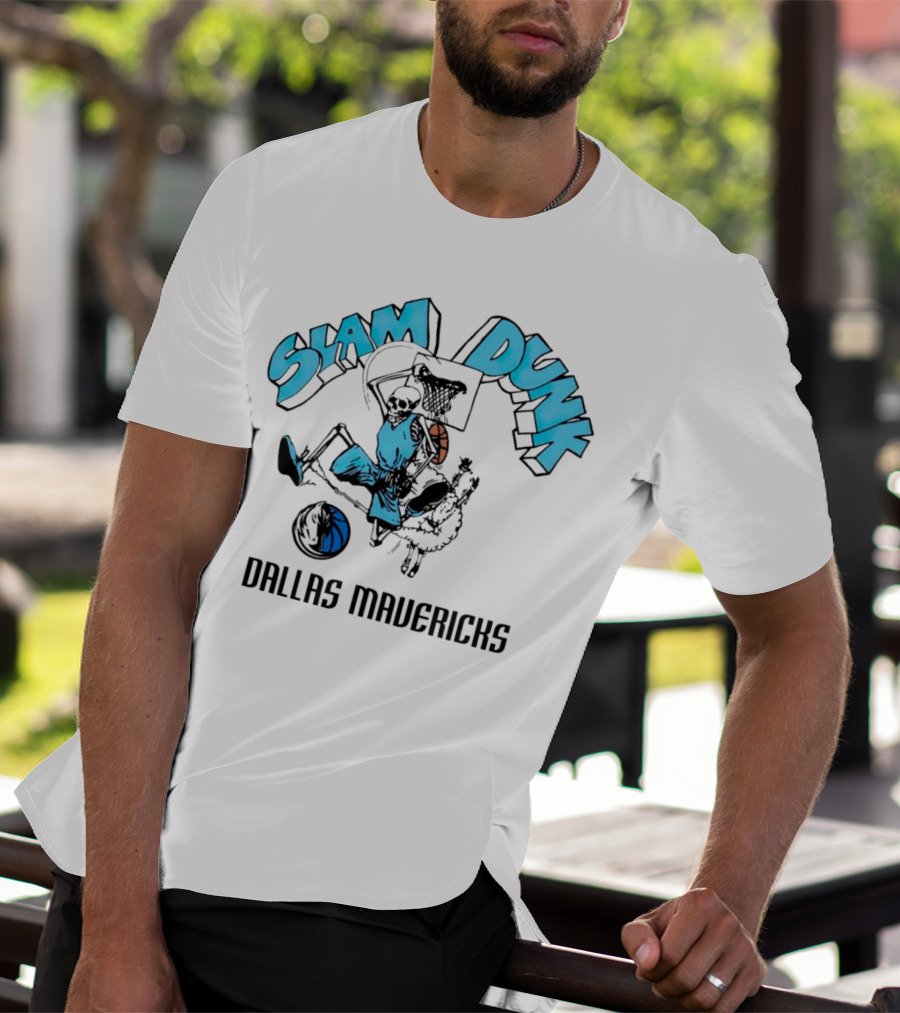 Dallas Mavericks Slam Dunk Skeleton Basketball T-Shirt
