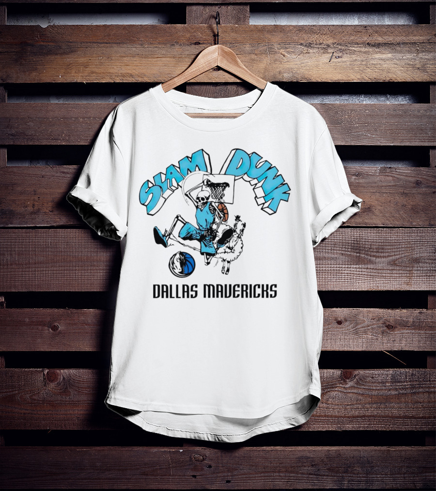 Dallas Mavericks Slam Dunk Skeleton Basketball T-Shirt