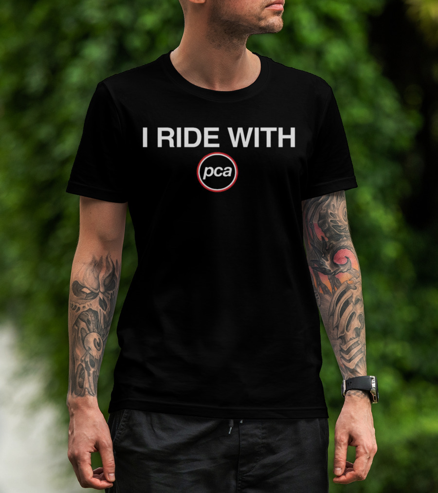 I Ride With PCA Logo In Red Circle T-Shirt