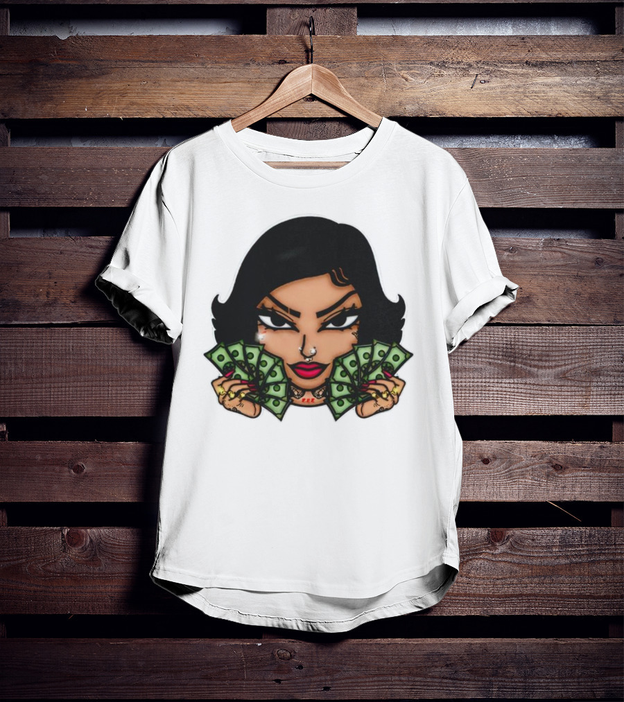 Mialani Aurora Holding Dollar Bills Cartoon T-Shirt