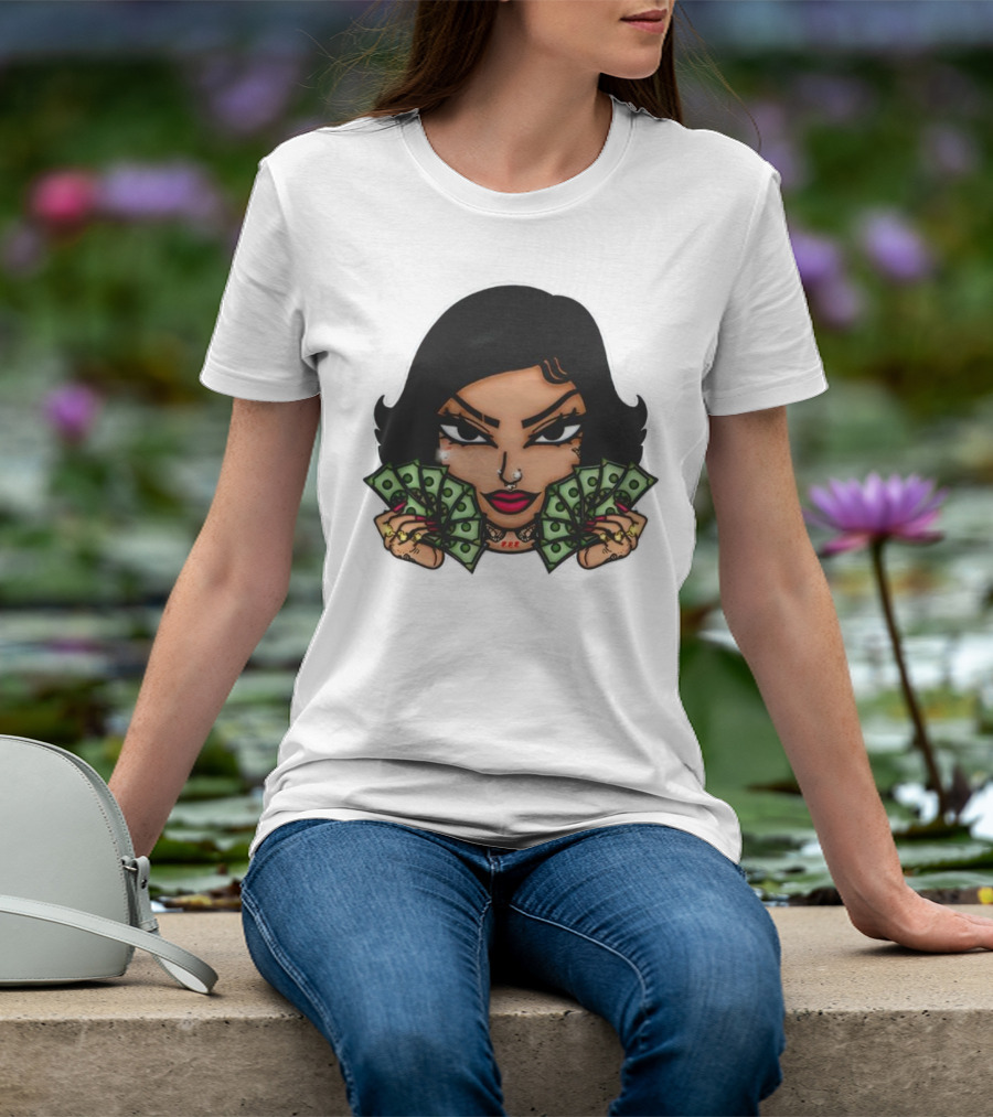 Mialani Aurora Holding Dollar Bills Cartoon T-Shirt